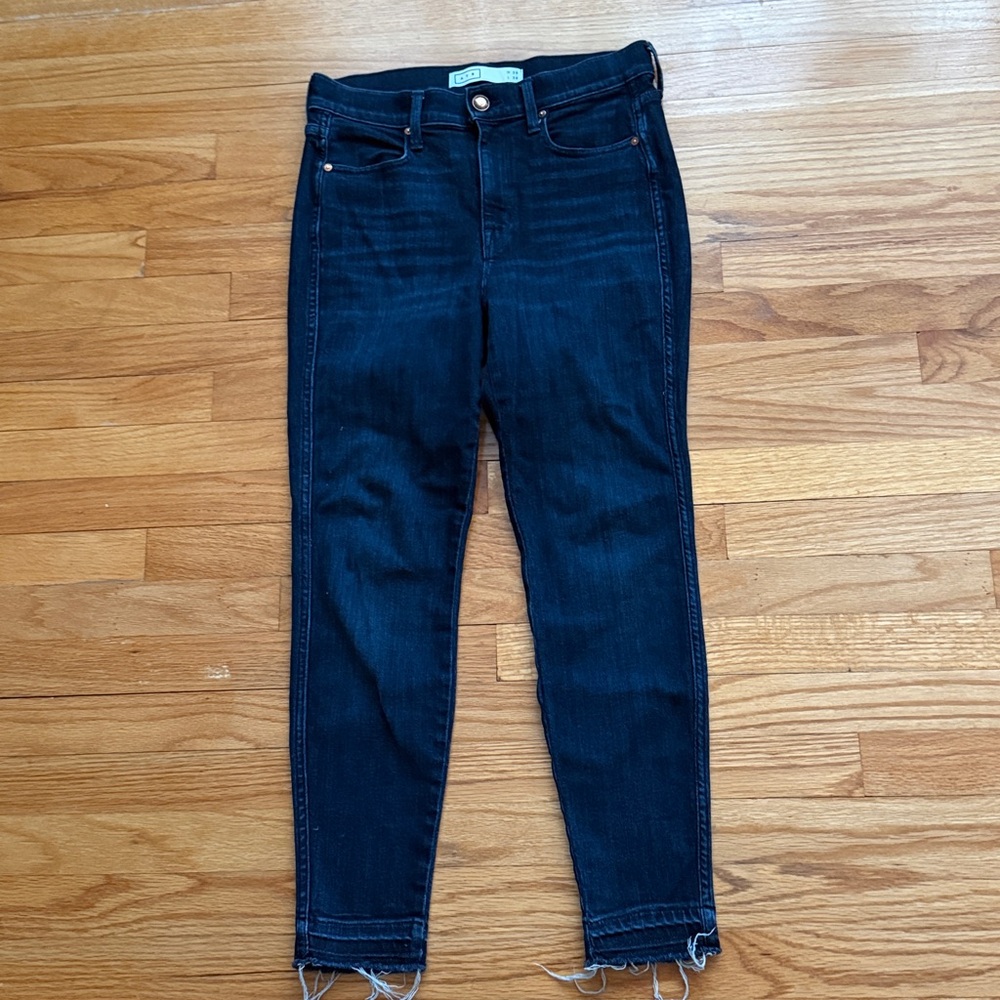 AYR The Riser High Rise Skinny Jeans Dark Wash Raw Hem Women's‎ 29x 26 B03